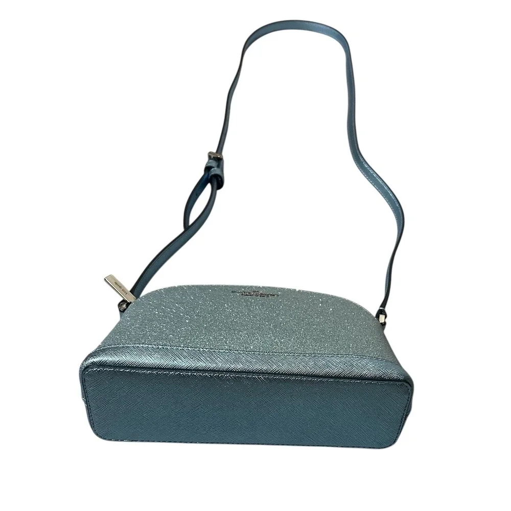 Kate Spade‎ Crossbody Bag Women Small Blue Excellent Glitter Dome Saffiano Strap